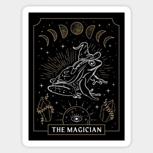 Witchy Frog Under Moon Phases, The Magician with Wizard Hat, Dark Academia, Cottagecore Magnet